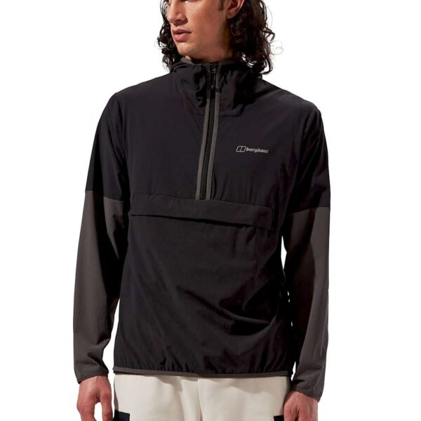 Berghaus Men's Wandermoor Wind Smock Hooded Jacket - L - Black Mix, Light Green,Black Mix