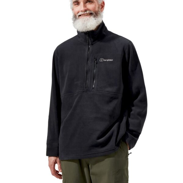 Berghaus Men's Prism Half Zip Funel Neck Fleece Jacket - Black, Black,Orange