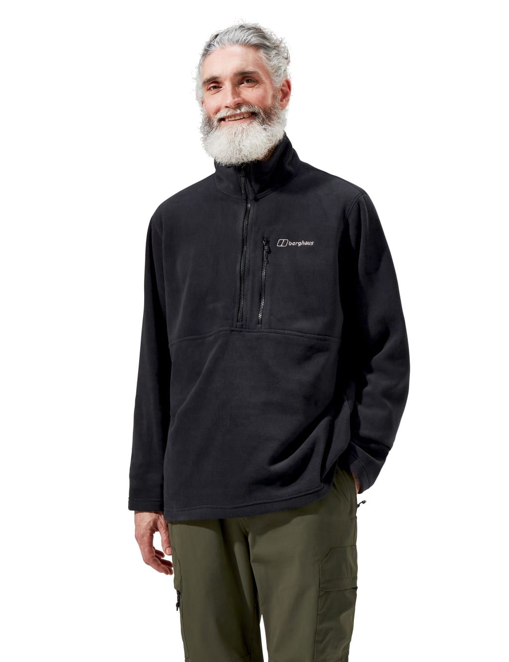 Berghaus Men's Prism Half Zip Funel Neck Fleece Jacket - Black, Black,Orange