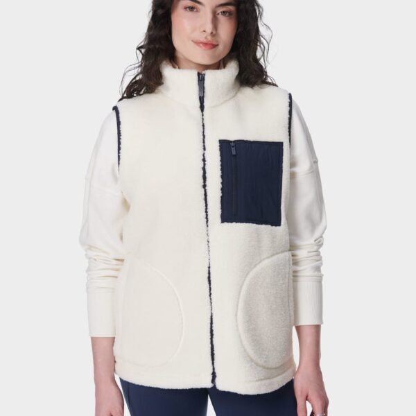 Sweaty Betty Women's Plush Zip Up Funnel Neck Fleece Gilet - M - White Mix, White Mix