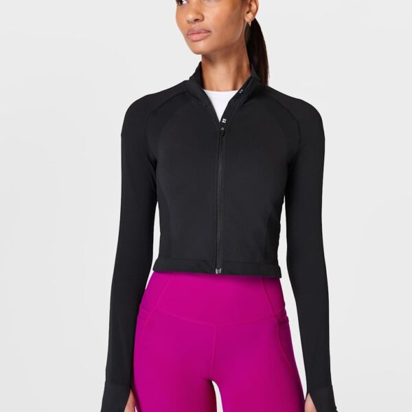 Sweaty Betty Women's Athlete Seamless Zip Up Cropped Jacket - Black, Black