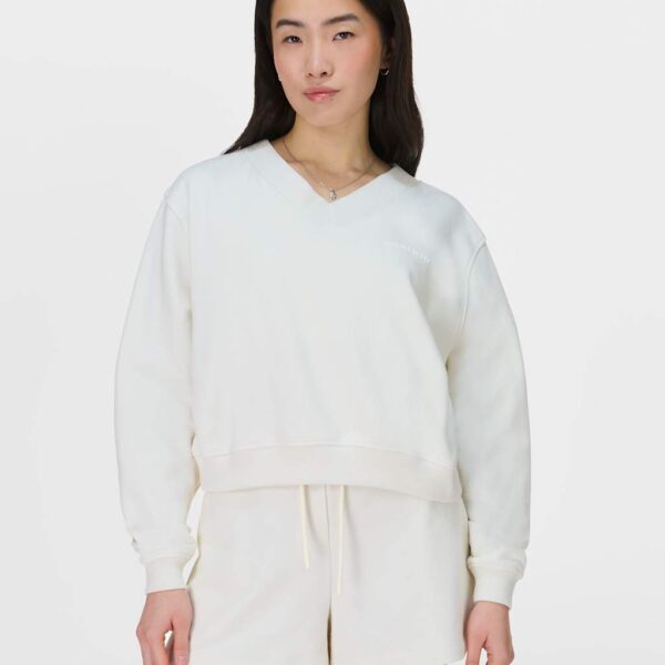 Sweaty Betty Women's Revive Cotton Rich V-Neck Crop Sweatshirt - S-M - White, White