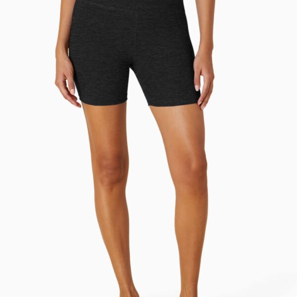 Beyond Yoga Women's Spacedye Keep Pace High Waisted Biker Gym Shorts - Black, Black,Pink Magenta