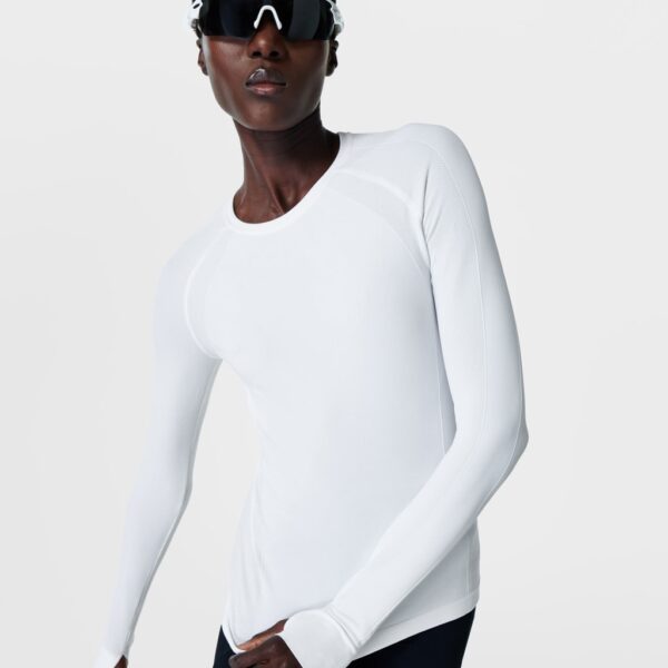 Sweaty Betty Women's Athlete Seamless Fitted Top - White, Navy,White