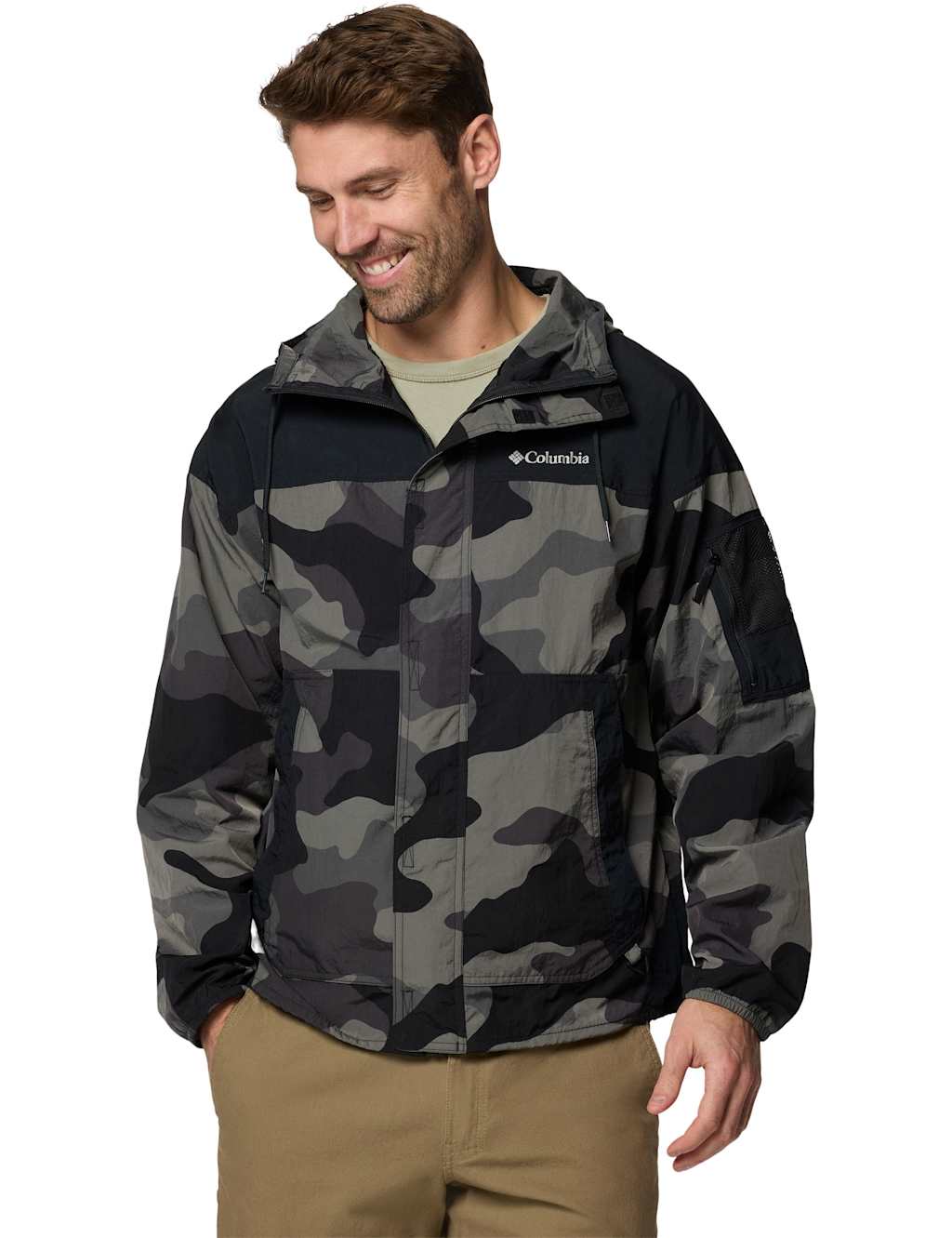 Columbia Men's Challenger II Hooded Windbreaker Jacket - Black Mix, Black Mix