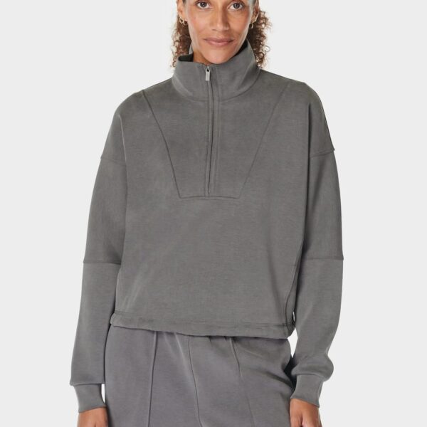 Sweaty Betty Women's Sand Wash Modal Blend Half Zip Sweatshirt - Dark Grey, Dark Grey