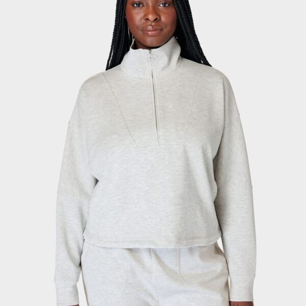 Sweaty Betty Women's Sand Wash Modal Blend Half Zip Sweatshirt - Medium Grey Mix, Medium Grey Mix