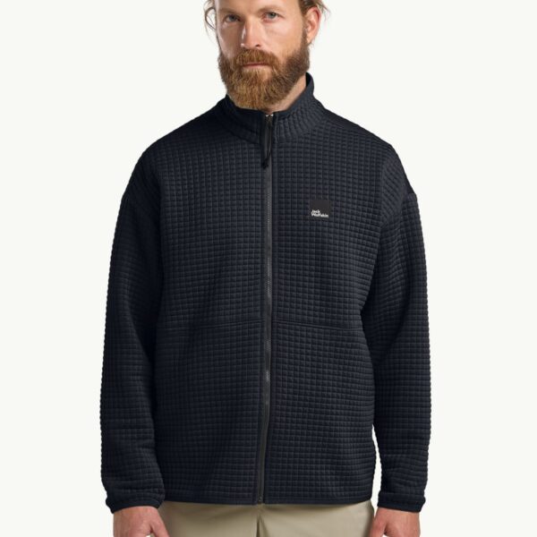 Jack Wolfskin Men's Mogari Textured Zip Up Fleece Jacket - Navy, Brown,Navy