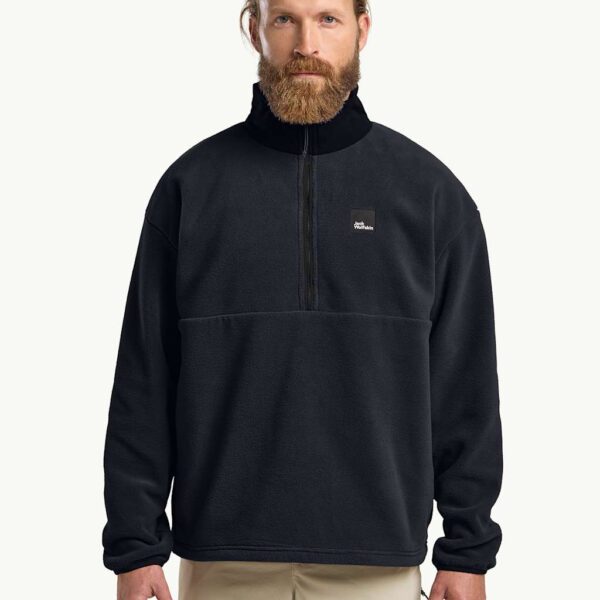 Jack Wolfskin Men's Sumetro Half Zip Fleece Jacket - Navy, Navy,Brown Mix