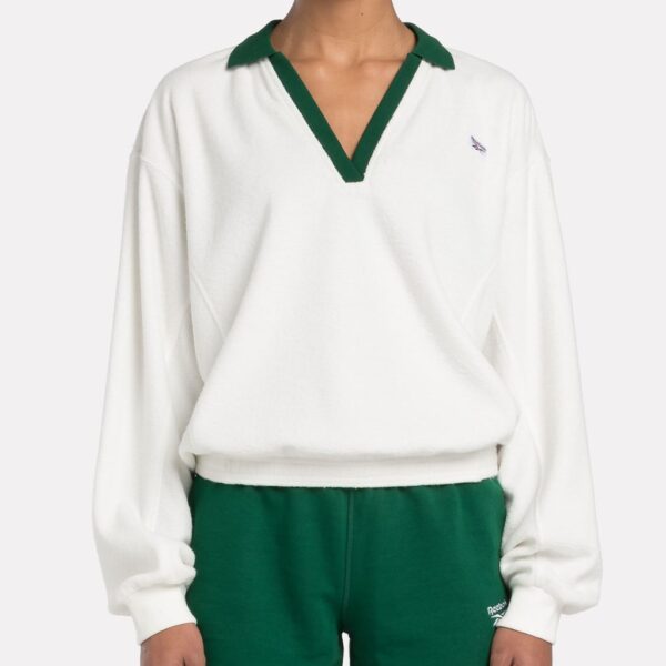 Reebok Women's Classics Retro Court V-Neck Sweatshirt - XL - Soft White, Soft White