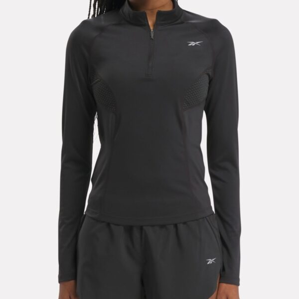 Reebok Women's Funnel Neck Fitted Running Top - M - Black, Black