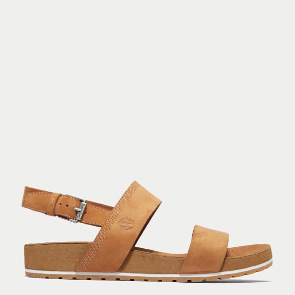 Timberland Women's Malibu Waves Leather Ankle Strap Sandals - 6 - Brown, Black,Brown
