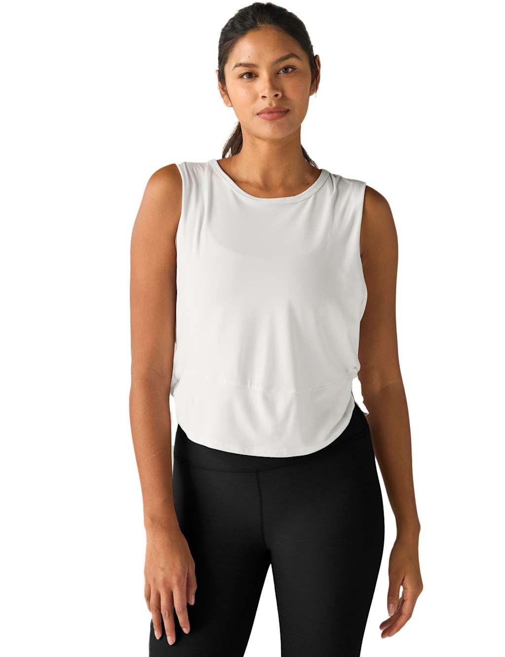 Beyond Yoga Women's Featherweight Waist No Time Wrap Front Top - Soft White, Black,Soft White