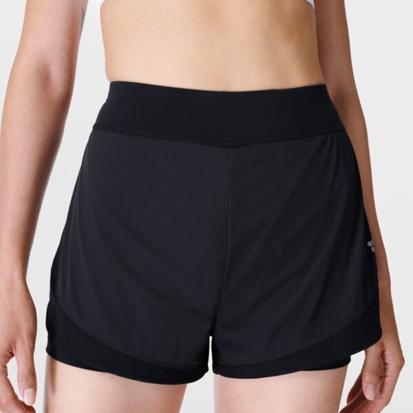 Sweaty Betty Women's Tempo Run Layered Running Shorts - Black, Black,Dark Green