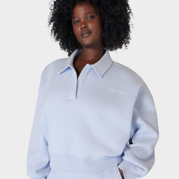 Sweaty Betty Women's Powerhouse Cotton Rich Collared Sweatshirt - Duck Egg, Duck Egg
