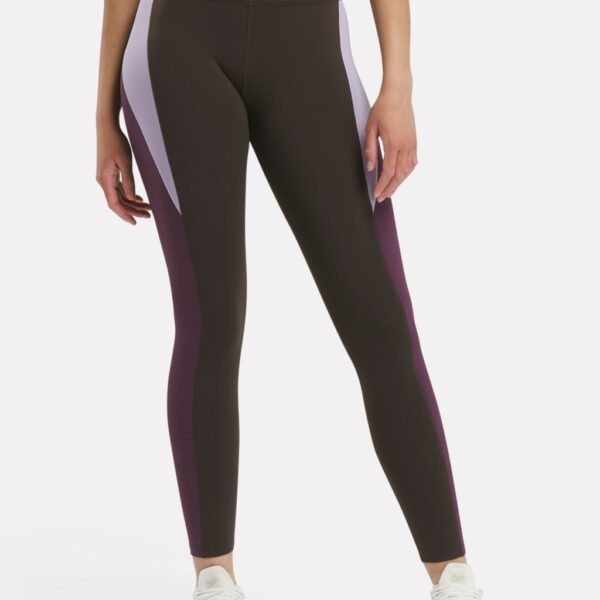 Reebok Women's Lux Colour Block High Waisted Leggings - Purple Mix, Purple Mix