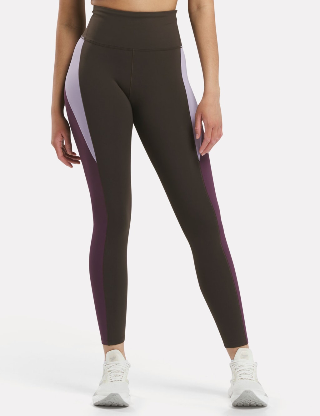 Reebok Women's Lux Colour Block High Waisted Leggings - Purple Mix, Purple Mix