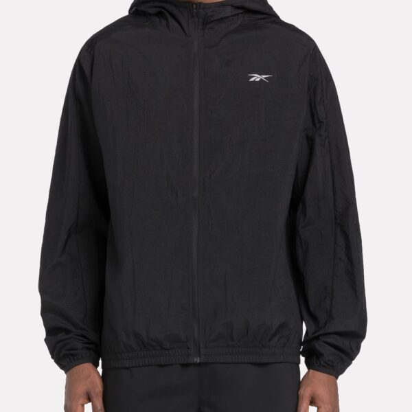 Reebok Men's Running Hooded Windbreaker Jacket - XXL - Black, Black