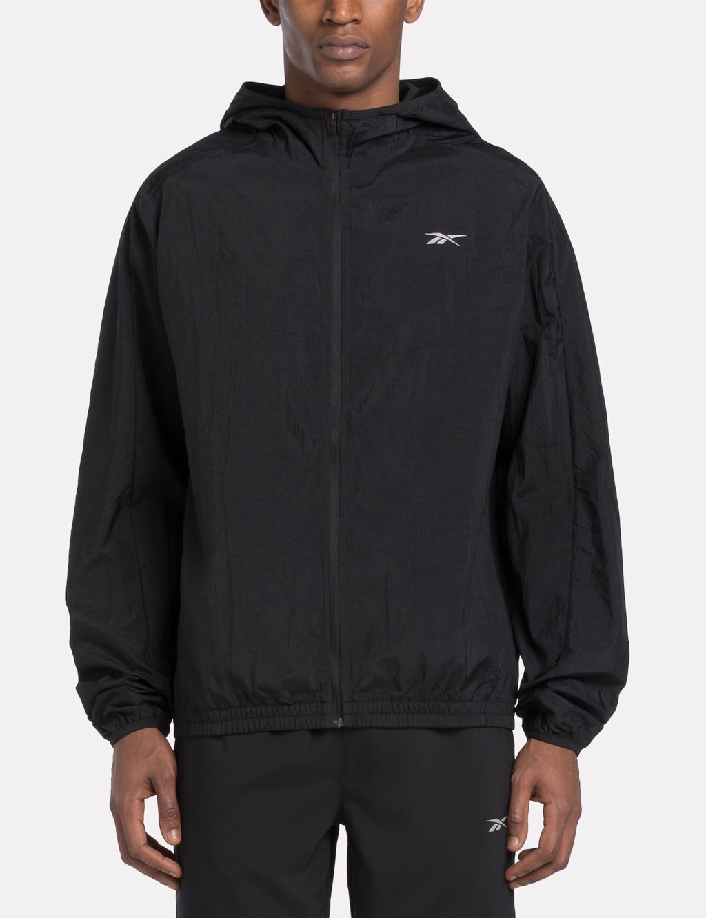 Reebok Men's Running Hooded Windbreaker Jacket - XXL - Black, Black