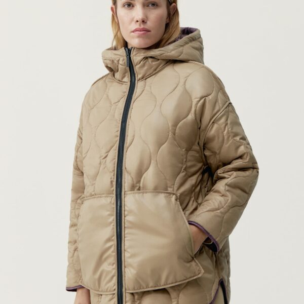 Born Women's Ashley Reversible Quilted Hooded Jacket - Burgundy, Burgundy,Khaki Mix