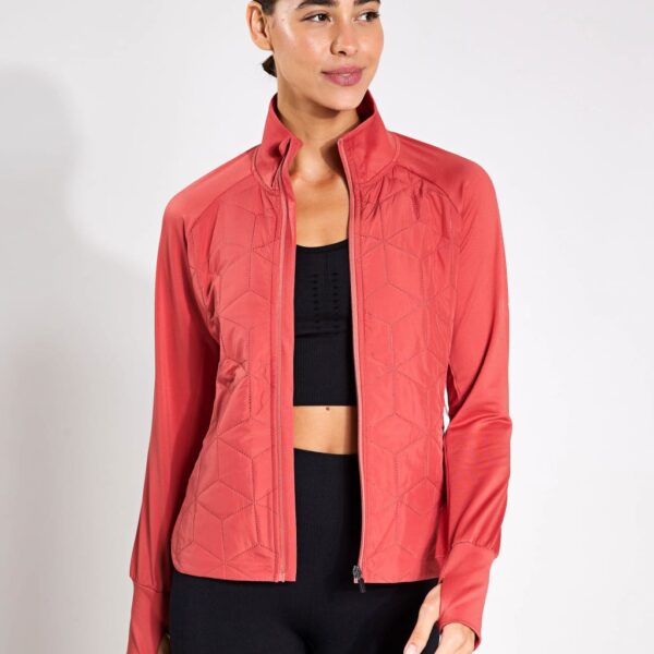 Born Women's Revna Quilted Funnel Neck Sports Jacket - Coral, Coral
