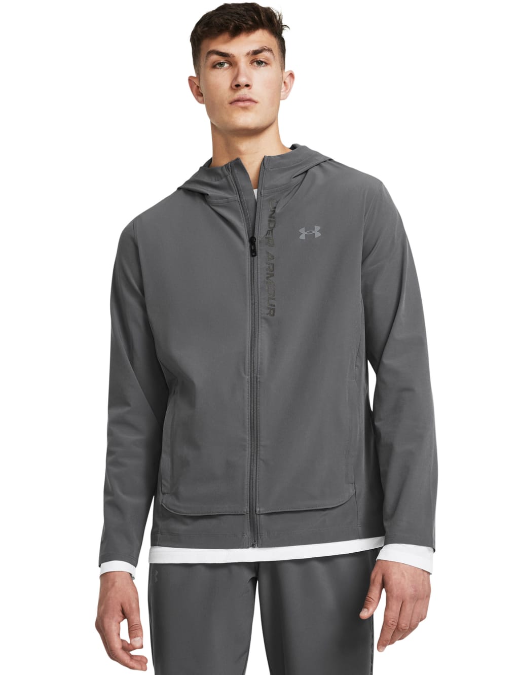 Under Armour Men's OutRun The Storm Zip Up Sports Jacket - L - Dark Grey, Dark Grey