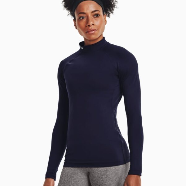 Under Armour Women's Authentics ColdGear™ Funnel Neck Top - Dark Navy, Dark Navy,Dark Red