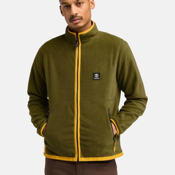 Timberland Men's Polar Zip Up Funnel Neck Fleece - XXL - Khaki, Khaki,Black