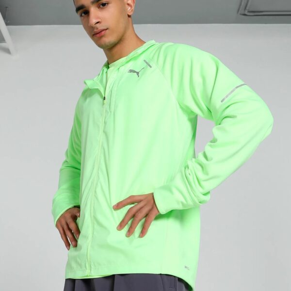 Puma Men's Run Grid Zip Up Fleece - S - Light Green, Light Green