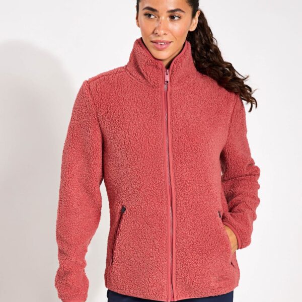 Jack Wolfskin Women's High Curl Zip Up Funnel Neck Fleece Jacket - 14 - Golden Rose, Golden Rose,Black