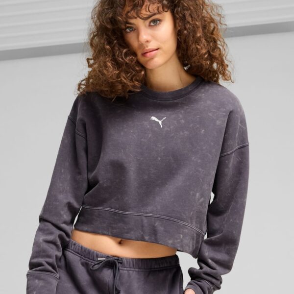 Puma Women's Dare To Relaxed Pure Cotton Crop Sweatshirt - M - Dark Grey, Dark Grey