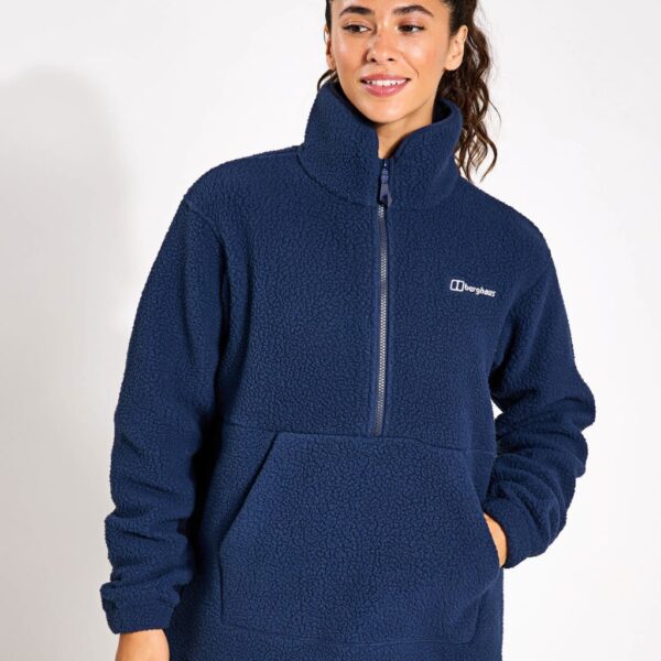 Berghaus Women's Hawksker Half Zip Fleece Jacket - 12 - Dark Blue, Dark Blue,Khaki