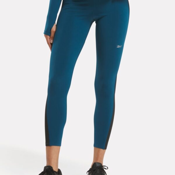 Reebok Women's Running Warming High Waisted Leggings - Navy Mix, Navy Mix