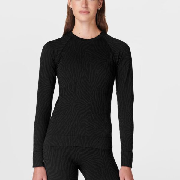Sweaty Betty Women's Animal Print Crew Neck Base Layer Top - XL - Black Mix, Black Mix