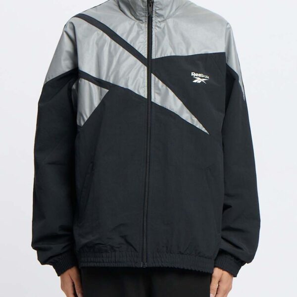 Reebok Men's Sportcode Funnel Neck Zip Up Track Jacket - Black Mix, Black Mix