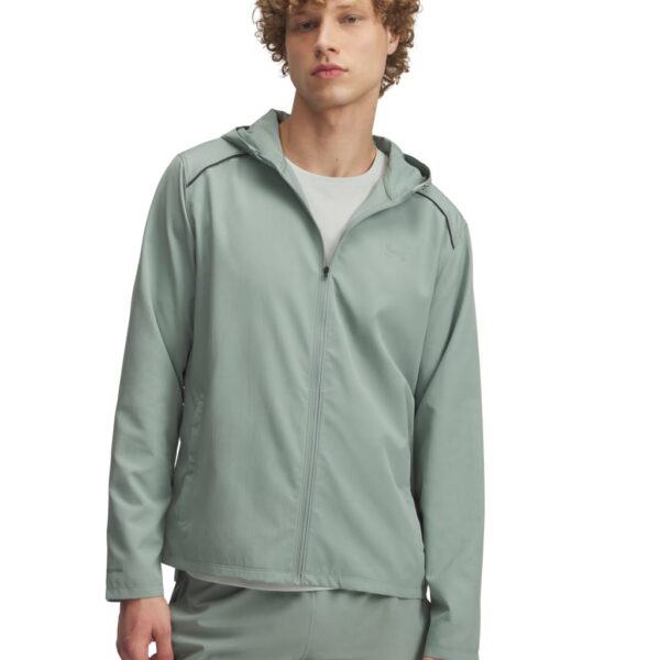 Under Armour Men's Launch Hooded Water Repellent Sports Jacket - Light Grey, Yellow,Light Grey