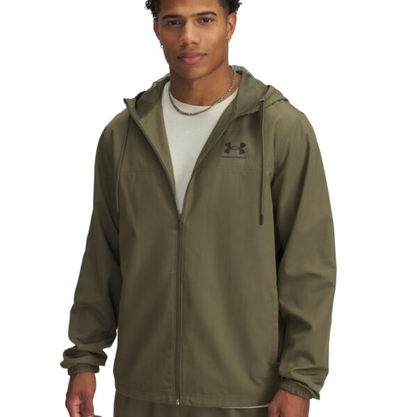 Under Armour Men's Rival Windbreaker Hooded Sports Jacket - Dark Khaki, Dark Khaki,Dark Navy