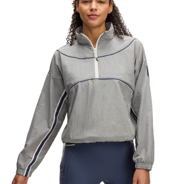 Under Armour Women's Run 96 Half Zip Funnel Neck Sports Jacket - Light Grey, Light Grey