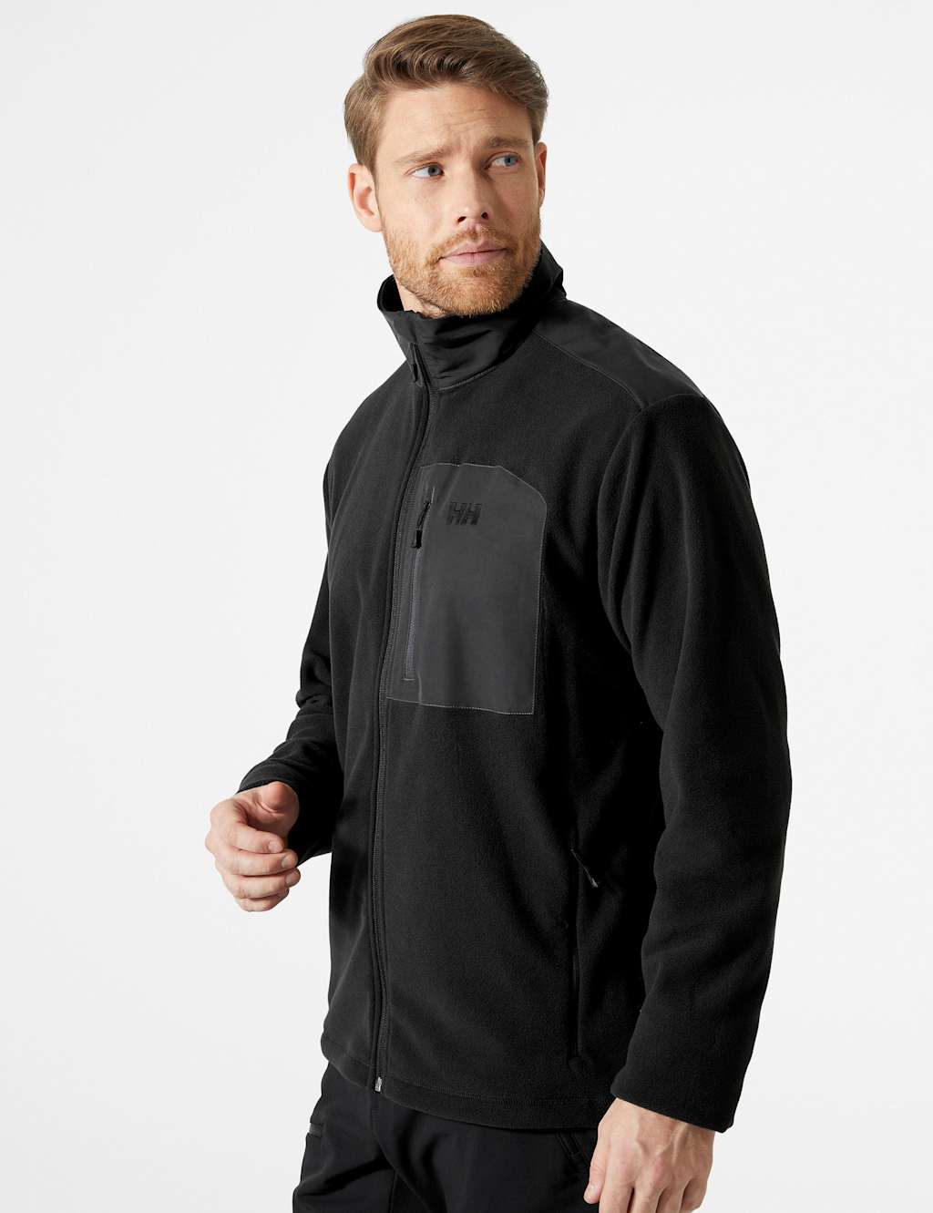 Helly Hansen Men's Daybreaker Funnel Neck Microfleece Jacket - Black, Grey,Black