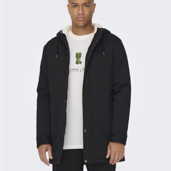 Only & Sons Men's Hooded Parka Jacket - XL - Black, Black