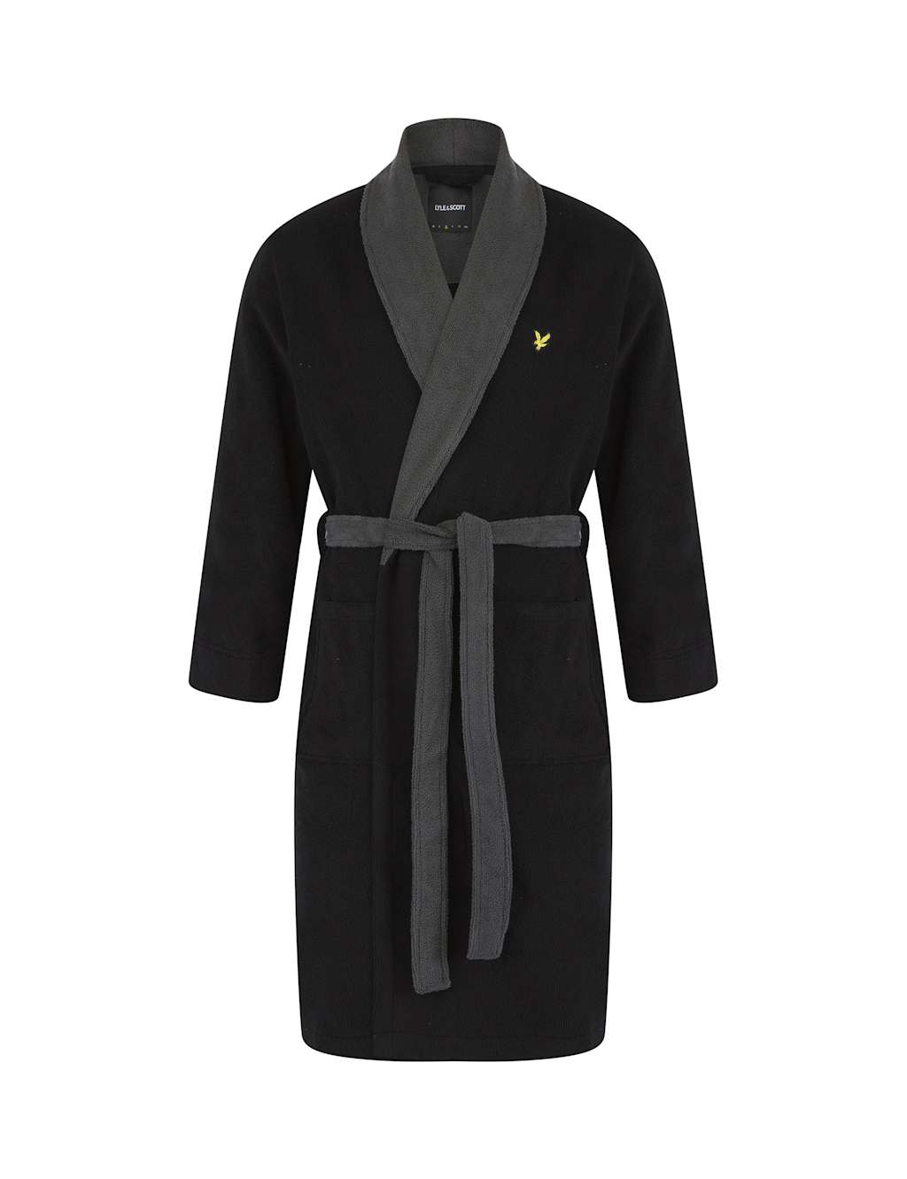 Lyle & Scott Men's Cotton Blend Dressing Gown - M - Black Mix, Black Mix,Grey Mix