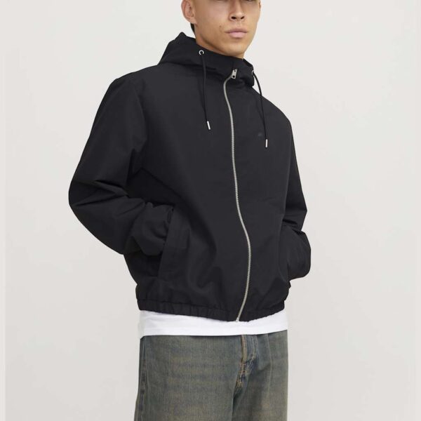 Jack & Jones Men's Relaxed Hooded bomber Jacket - Black, Black