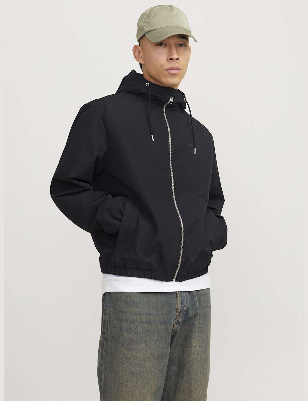 Jack & Jones Men's Relaxed Hooded bomber Jacket - Black, Black