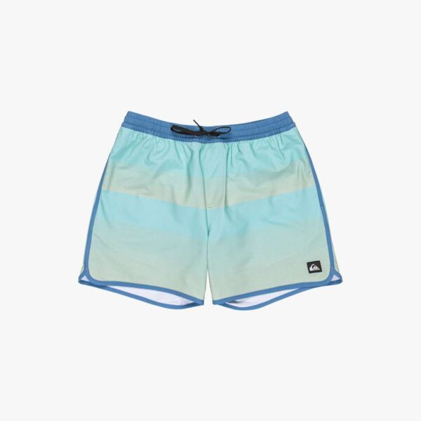 Quiksilver Men's Surfsilk Scallop Striped Swim Shorts - Turquoise, Turquoise