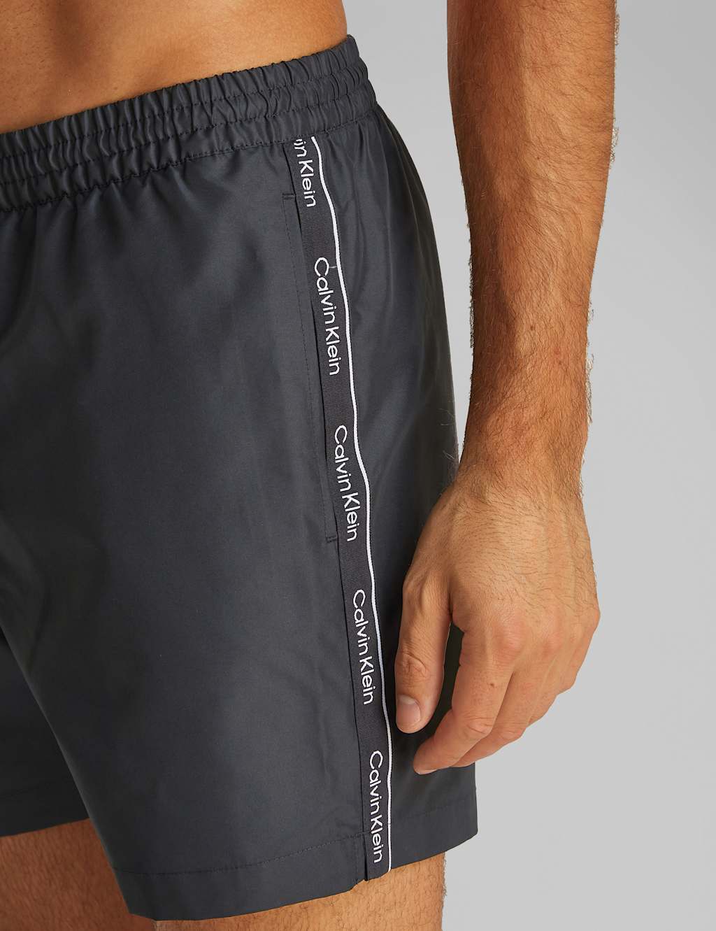 Calvin Klein Men's Core Logo Tape Swim Shorts - Black, Black,Red,Light Blue