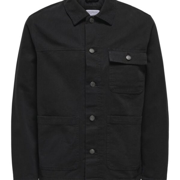 Only & Sons Men's Pure Cotton Denim Jacket - Black, Black