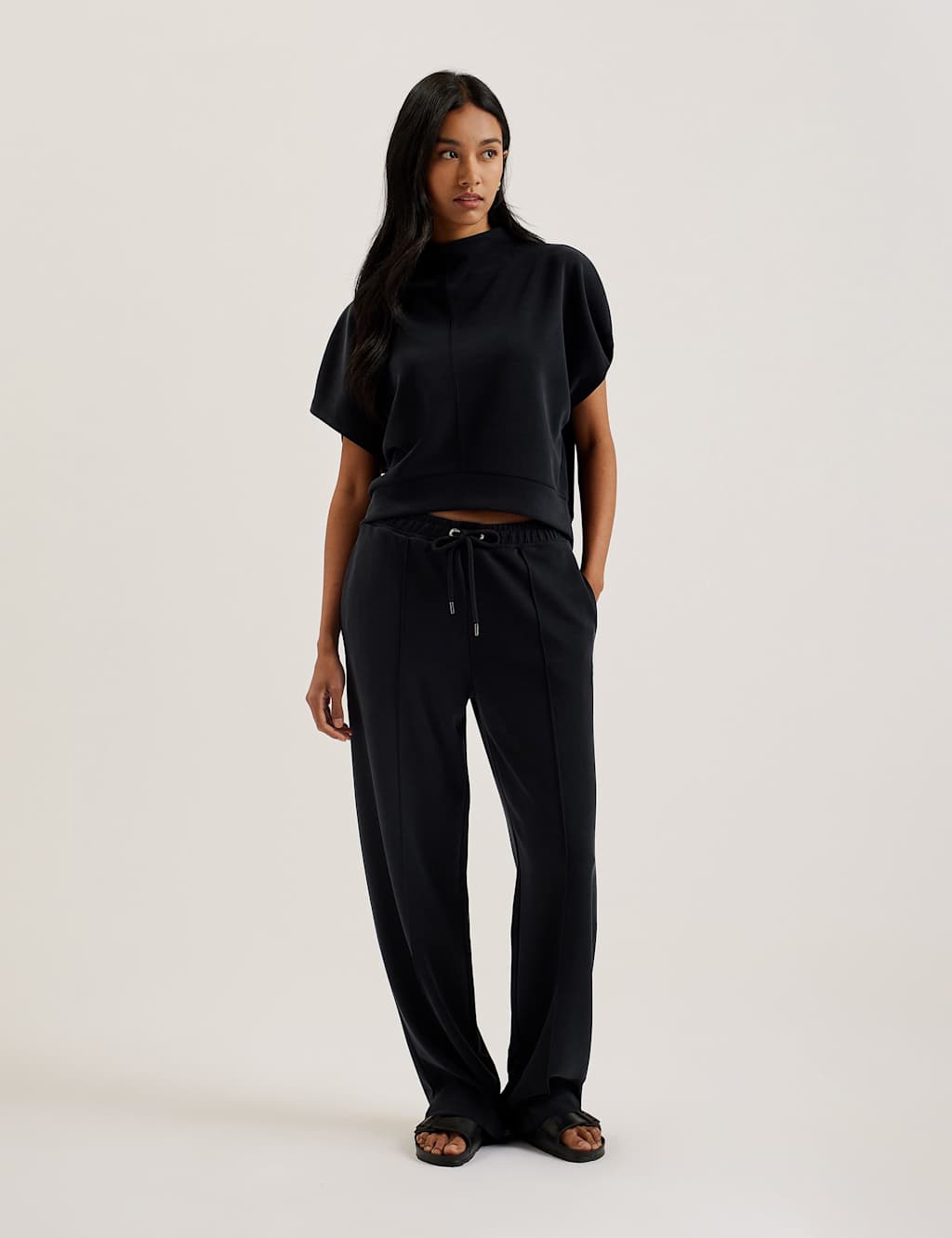 Ted Baker Women's Cupro Blend Funnel Neck Sweatshirt - 10 - Black, Black