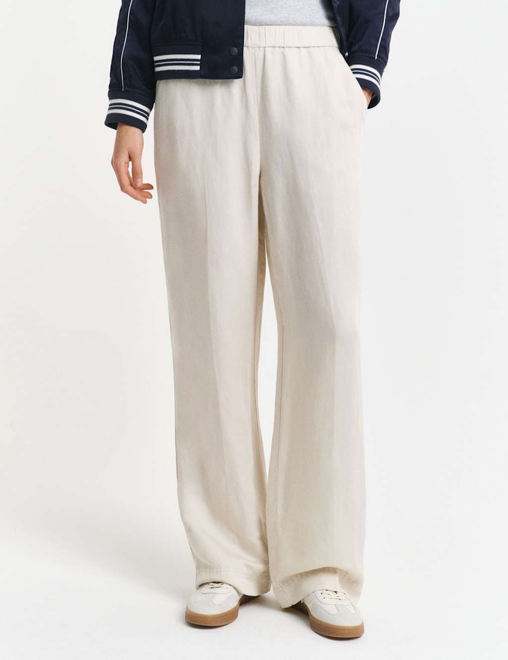 Gant Women's Linen Blend Straight Leg Pants - 10 - Beige, Beige,Black