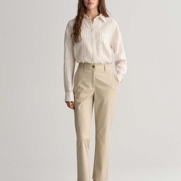 Gant Women's Cotton Rich Slim Fit Ankle Grazer Chinos - 12 - Beige, Beige,Navy