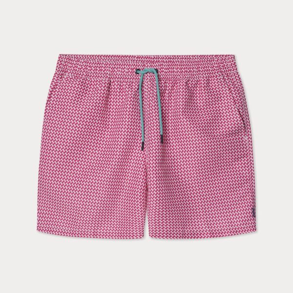 Hackett Men's Geometric Woven Print Swim Shorts - Pink Mix, Pink Mix